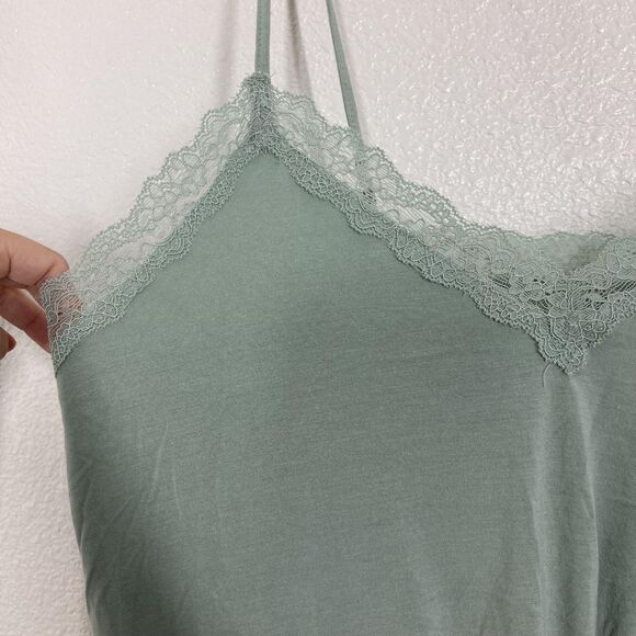 Y2K American Eagle Soft & Sexy Cami Tank Top Medium Green Lace Trim Twist Hem - Picture 4 of 13